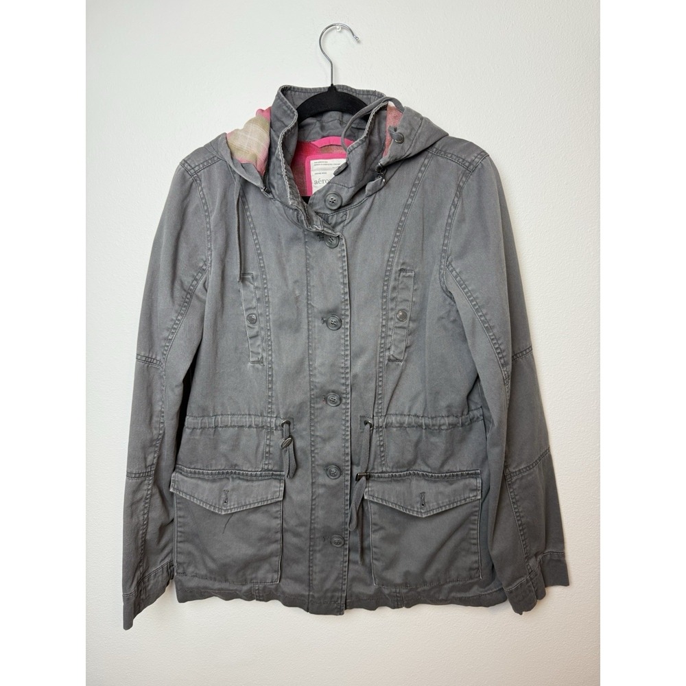 Aeropostale Women's Jacket Denim Gray Classic Pockets Long Sleeves Buttons Large